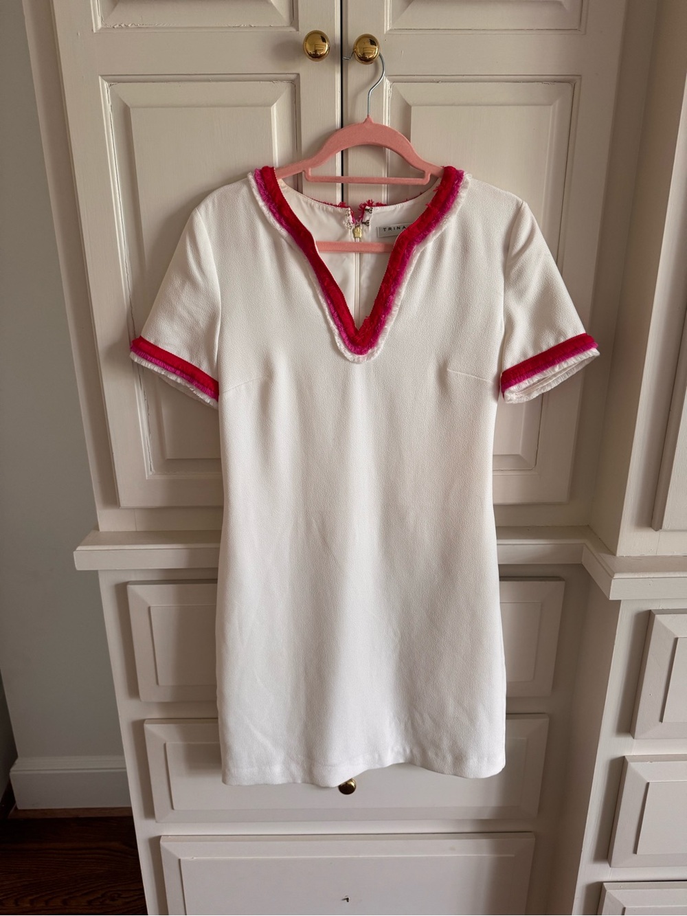 Trina Turk White Dress with Pink & Fuchsia Trim